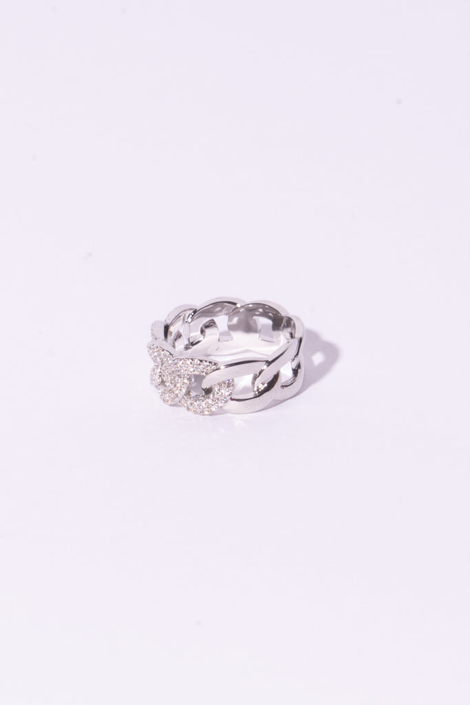 Silver Link Diamond Ring
