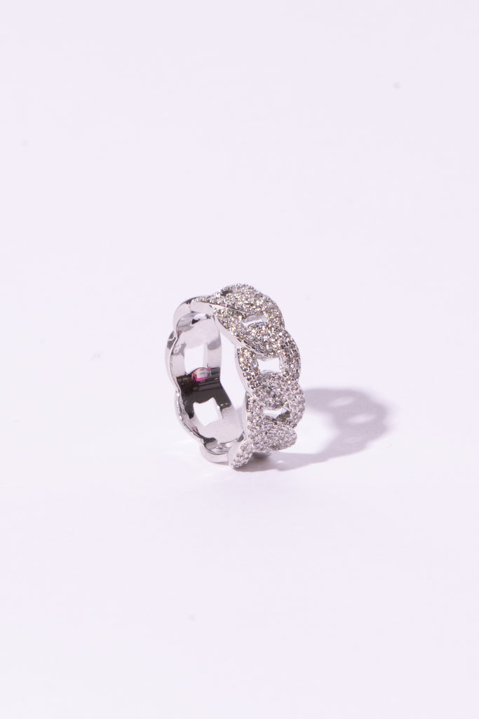 Silver Link Diamond Ring